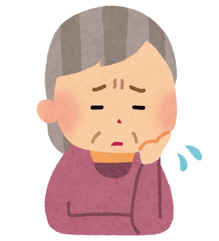 困ったり悩んだりしている高齢女性のイラスト