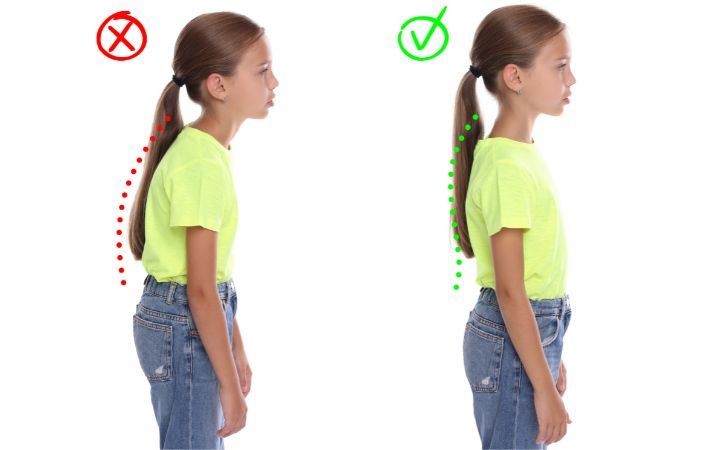 良い姿勢と悪い姿勢の比較