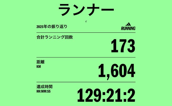 2025年のランニングのトータルの記録