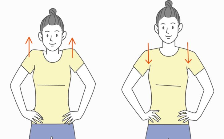 肩の上げ下げ(肩こり体操)のイラスト