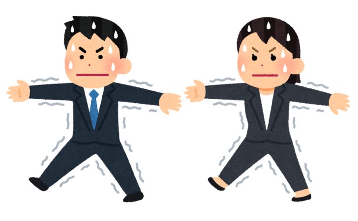 緊張している人のイラスト